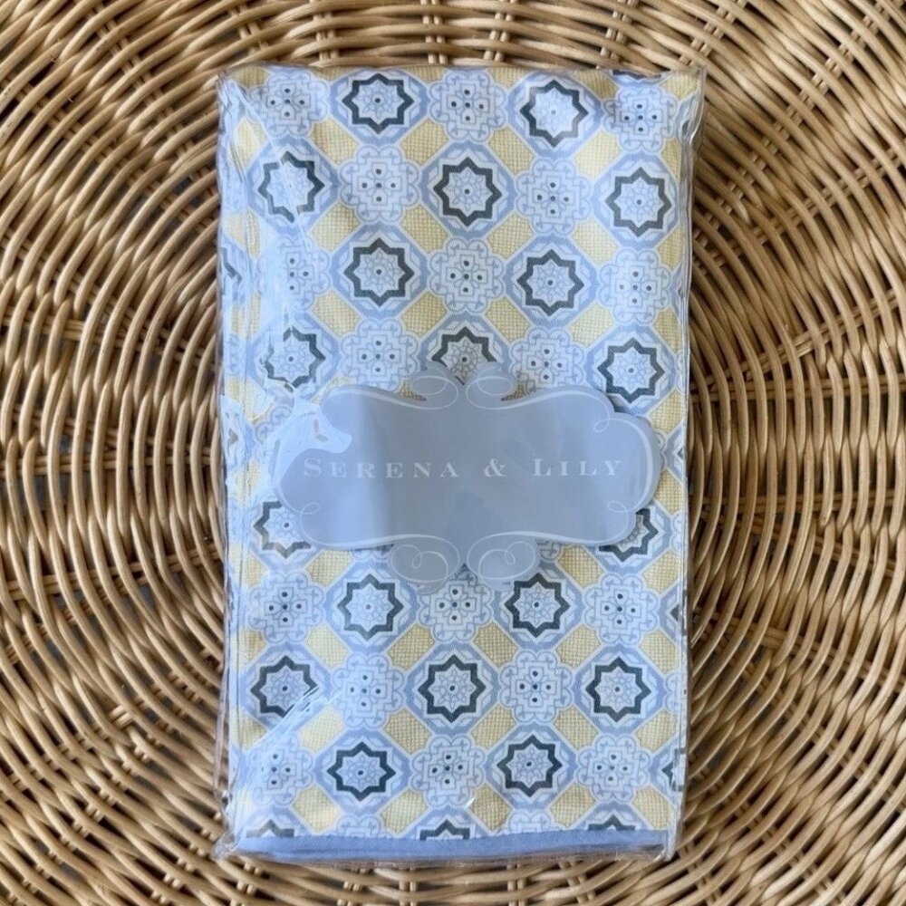 NEW Serena & Lily Goldenrod Mosaic Standard Pillow Sham-Blue/Yellow